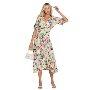 Faithful the Brand Marie Louise Midi Dress Vennisa Floral Yellow